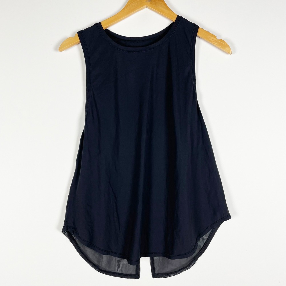 Lululemon Women's Ace Sheer Mesh Tie Back Athletic Tank Top Black Medium